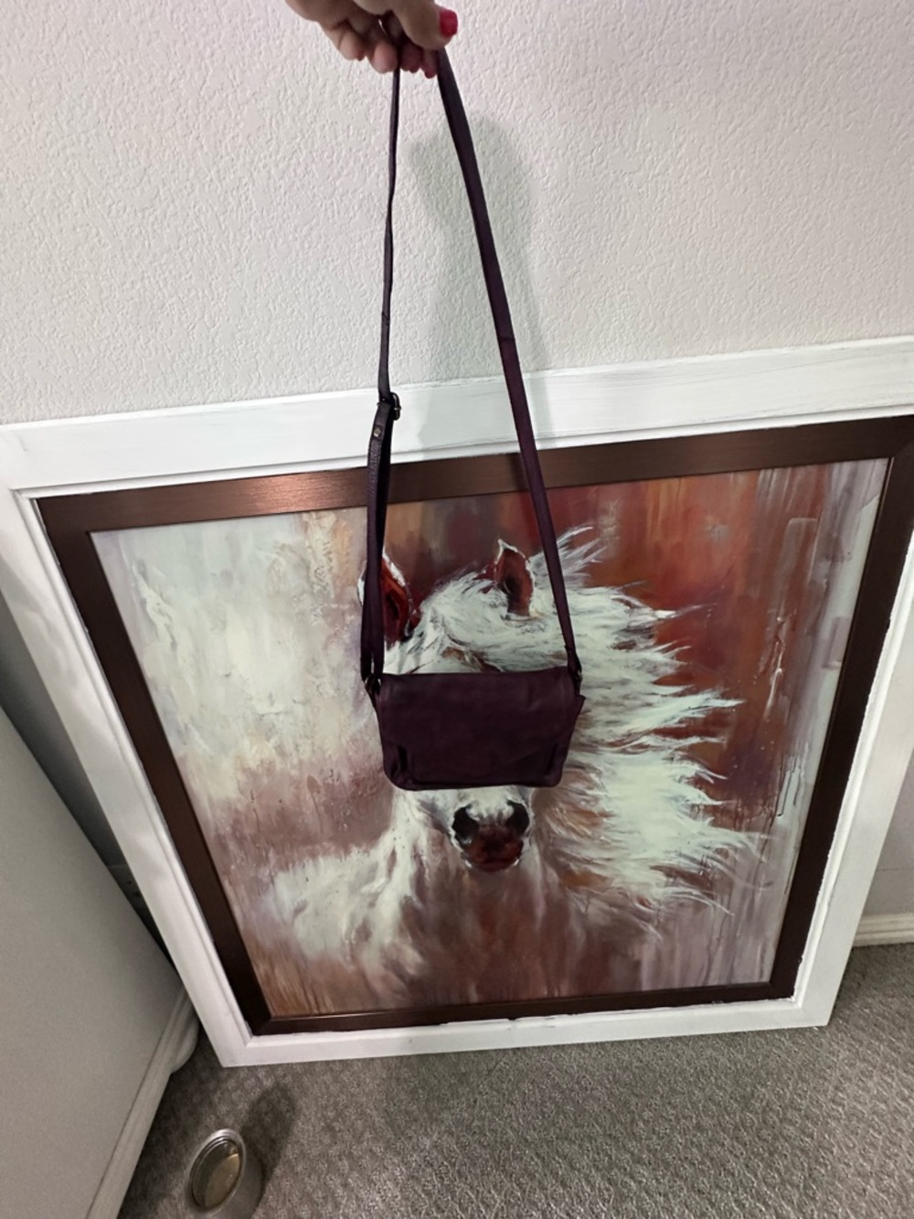 Burgundy Suede Crossbody Shoulder Bag